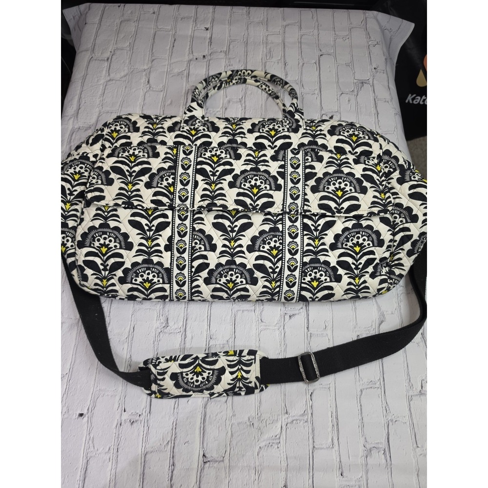Vera Bradley Carry on Duffle Bag Fanfare Black White Weekender Travel Bag
